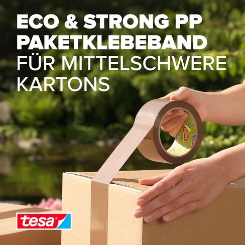 tesapack Eco & Strong - Environmentally Friendly Packing Tape Made of 100% Recycled Plastic, UV-Resistant and Age-Resistant - Transparent - 66 m x 50 mm in Kuwait