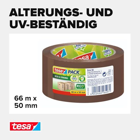 tesapack Eco & Strong - Environmentally Friendly Packing Tape Made of 100% Recycled Plastic, UV-Resistant and Age-Resistant - Transparent - 66 m x 50 mm in Kuwait