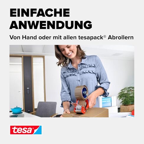 tesapack Eco & Strong - Environmentally Friendly Packing Tape Made of 100% Recycled Plastic, UV-Resistant and Age-Resistant - Transparent - 66 m x 50 mm in Kuwait