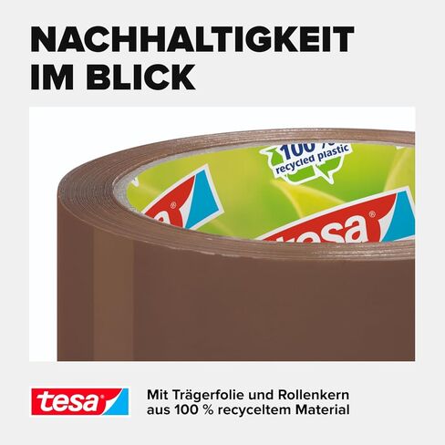 tesapack Eco & Strong - Environmentally Friendly Packing Tape Made of 100% Recycled Plastic, UV-Resistant and Age-Resistant - Transparent - 66 m x 50 mm in Kuwait
