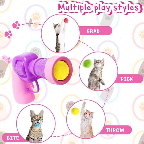 كرات لعبة Cat مع مجموعة قاذفات ، 2 قاذفات لعبة Cat و 100 Glitter Cat Pom Pom Balls ، Cat Fetch Toy Interactive Toy Balls for Kitty Gifts in Kuwait