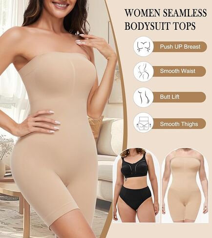 Strapless Shapewear Bodysuit Body Shaper for Women Under Dress Butt Lifter Tummy Control Full Body Shapewear in Kuwait
