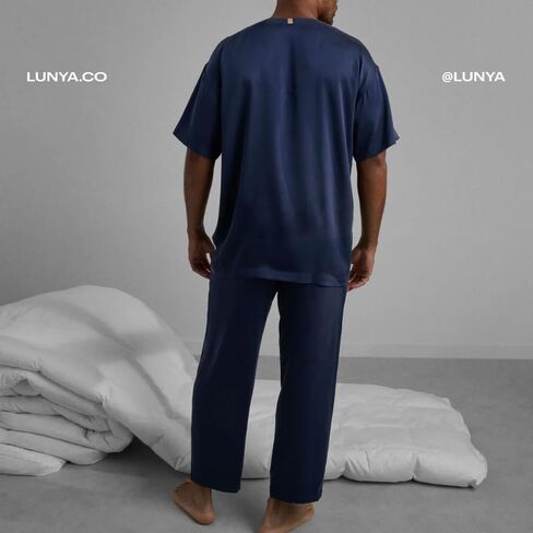 Lunya Washable Mens Silk Pajama Set - Men's Sleepwear - Multiple Color Options - Size S-XXL in Kuwait