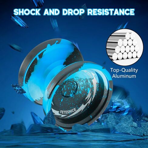 Foutesnice FS23 Metal Yo-Yo Professional-خدعة استجابة Yoyo للأطفال من 8 إلى 12 مبتدئين والكبار ، تدور الإصبع Yo-Yo مع 10 سلاسل ، حالة ، قفاز ومجموعة محمل قابلة للتعديل-شريحة Blue Blue in Kuwait