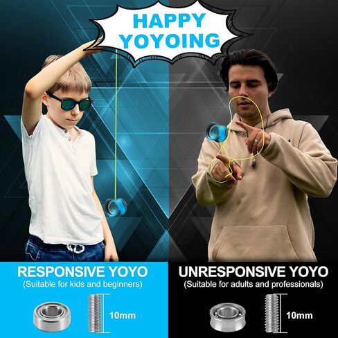 Foutesnice FS23 Metal Yo-Yo Professional-خدعة استجابة Yoyo للأطفال من 8 إلى 12 مبتدئين والكبار ، تدور الإصبع Yo-Yo مع 10 سلاسل ، حالة ، قفاز ومجموعة محمل قابلة للتعديل-شريحة Blue Blue in Kuwait