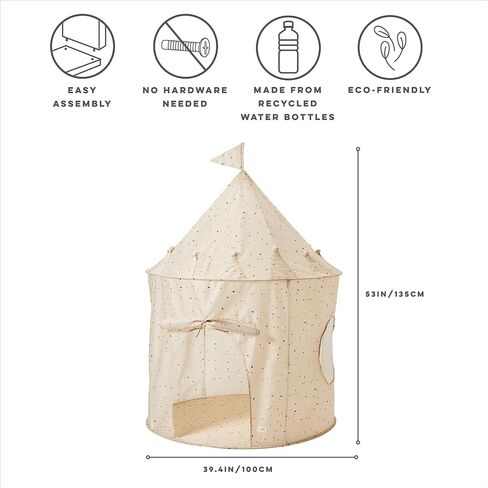 3 Sprouts Kids Play Tent - نسيج معاد تدويره مستدامة - مسرح فسيح للأطفال للألعاب الداخلية للأولاد والبنات - Fort Fort Up House للأطفال الصغار والأطفال الذين تتراوح أعمارهم بين 3-10 - لوحة المدسيم البيج in Kuwait