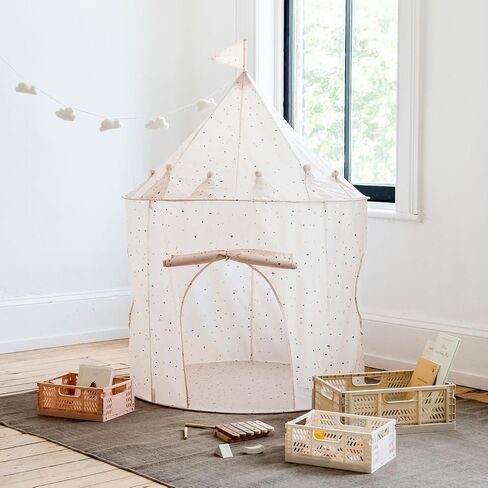 3 Sprouts Kids Play Tent - نسيج معاد تدويره مستدامة - مسرح فسيح للأطفال للألعاب الداخلية للأولاد والبنات - Fort Fort Up House للأطفال الصغار والأطفال الذين تتراوح أعمارهم بين 3-10 - لوحة المدسيم البيج in Kuwait