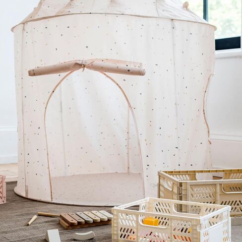 3 Sprouts Kids Play Tent - نسيج معاد تدويره مستدامة - مسرح فسيح للأطفال للألعاب الداخلية للأولاد والبنات - Fort Fort Up House للأطفال الصغار والأطفال الذين تتراوح أعمارهم بين 3-10 - لوحة المدسيم البيج in Kuwait