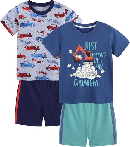 Hileelang Toddler Boy Shorts Summer Easter Outfit Tees Tees Plaid Shorts Clothing 4pc Sets in Saudi Arabia