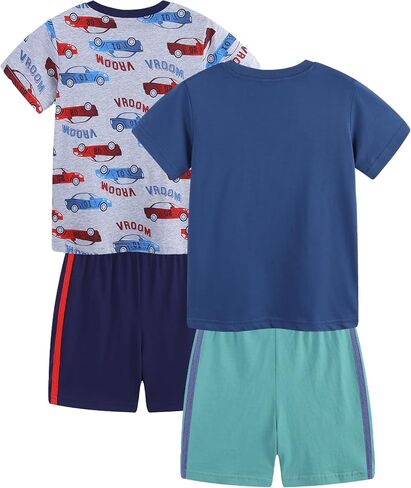 Hileelang Toddler Boy Shorts Summer Easter Outfit Tees Tees Plaid Shorts Clothing 4pc Sets in Saudi Arabia