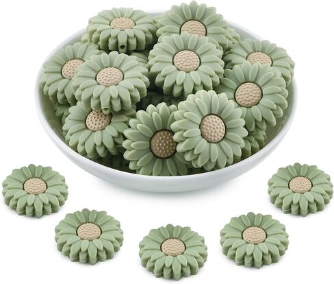 30mm Silicone Focal Beads for Pens, 15pcs Sunflower Silicone Beads for Keychain Making Bracelet Necklace Making DIY Craft(Mixed color) in Kuwait