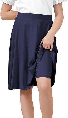 Zando Girls' Knee Length Skorts A Line Skirt with Shorts Kids Teens Athletic Skort Size 6-14 -for School&Playtime in Kuwait