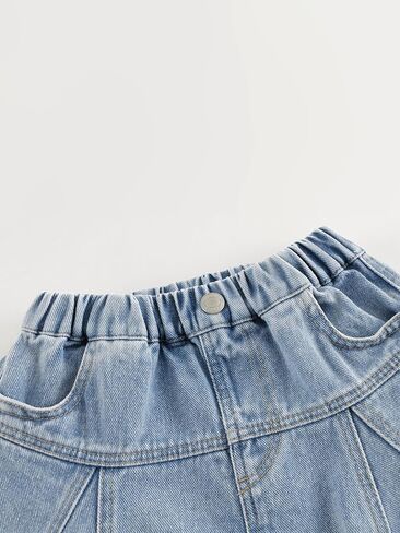 marc & janie Girls Loose Ruffle Long Denim Skirt Kids Cotton Soft A Line Half Jean Skirts 250135 in Saudi Arabia