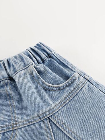 marc & janie Girls Loose Ruffle Long Denim Skirt Kids Cotton Soft A Line Half Jean Skirts 250135 in Saudi Arabia