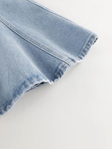 marc & janie Girls Loose Ruffle Long Denim Skirt Kids Cotton Soft A Line Half Jean Skirts 250135 in Saudi Arabia