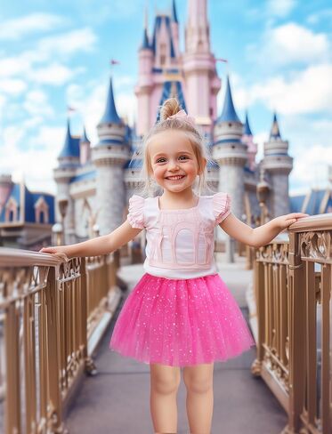 Tutu for Girls Stars Sequins Princess Ballet Dress Tulle Skirt for Girls 4-12 Years 3 Layered in Kuwait
