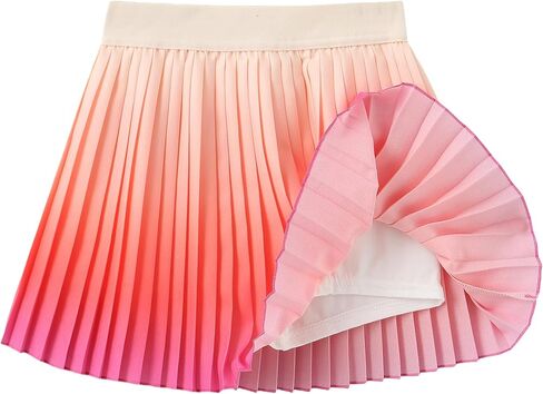 الفتيات التدرج الطباعة skorts مع شورتات مدمجة | تنورة متزلجة قابلة للتعديل عالية الخصر للمدرسة واللعب | سن 5-12 سنة in Kuwait