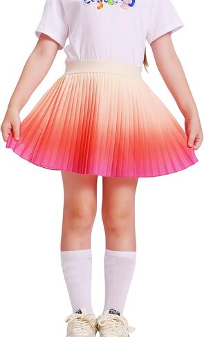 الفتيات التدرج الطباعة skorts مع شورتات مدمجة | تنورة متزلجة قابلة للتعديل عالية الخصر للمدرسة واللعب | سن 5-12 سنة in Kuwait