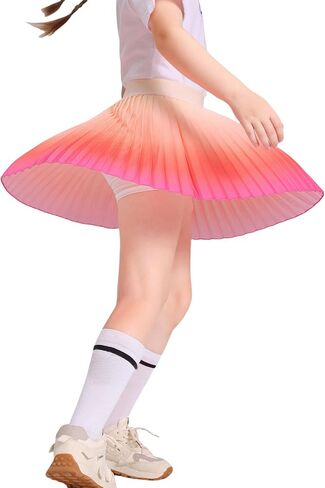 الفتيات التدرج الطباعة skorts مع شورتات مدمجة | تنورة متزلجة قابلة للتعديل عالية الخصر للمدرسة واللعب | سن 5-12 سنة in Kuwait