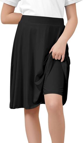 Zando Girls' Knee Length Skorts A Line Skirt with Shorts Kids Teens Athletic Skort Size 6-14 -for School&Playtime in Kuwait