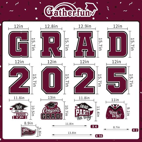 Red Themed Graduation Decorations 2025 - Graduation Yard Signs Class of 2025,Congratulate Graduation yard signs - Graduation Party Supplies for High School & Graduation Party Decorations in Saudi Arabia