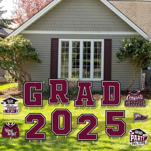 Red Themed Graduation Decorations 2025 - Graduation Yard Signs Class of 2025,Congratulate Graduation yard signs - Graduation Party Supplies for High School & Graduation Party Decorations in Saudi Arabia