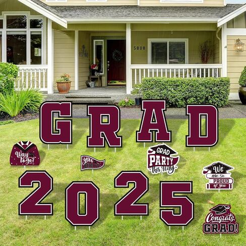 Red Themed Graduation Decorations 2025 - Graduation Yard Signs Class of 2025,Congratulate Graduation yard signs - Graduation Party Supplies for High School & Graduation Party Decorations in Saudi Arabia