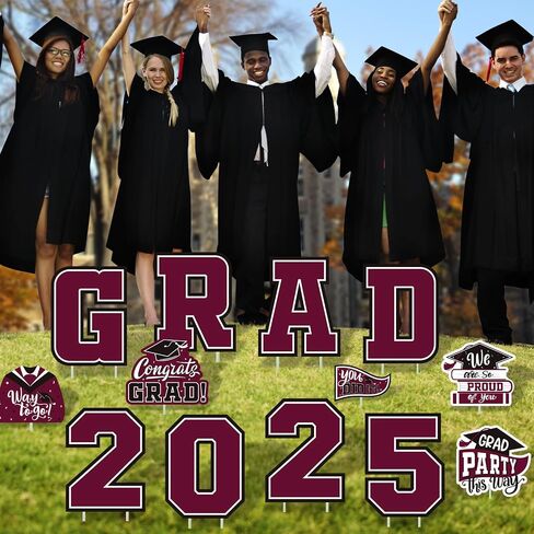 Red Themed Graduation Decorations 2025 - Graduation Yard Signs Class of 2025,Congratulate Graduation yard signs - Graduation Party Supplies for High School & Graduation Party Decorations in Saudi Arabia