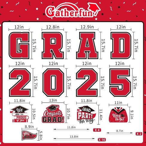 Red Themed Graduation Decorations 2025 - Graduation Yard Signs Class of 2025,Congratulate Graduation yard signs - Graduation Party Supplies for High School & Graduation Party Decorations in Saudi Arabia