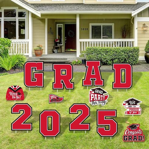 Red Themed Graduation Decorations 2025 - Graduation Yard Signs Class of 2025,Congratulate Graduation yard signs - Graduation Party Supplies for High School & Graduation Party Decorations in Saudi Arabia