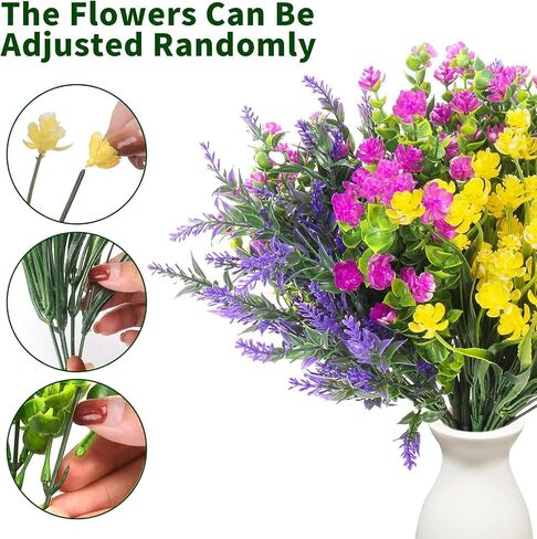 Artificial Flowers 20 Bundles Outdoors Faux Plants UV Resistant Fake Flowers Faux Bushes Plastic Artificial Flowers Fake Outdoor Plants for Home Garden Decor in Saudi Arabia