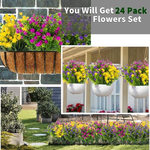 Artificial Flowers 20 Bundles Outdoors Faux Plants UV Resistant Fake Flowers Faux Bushes Plastic Artificial Flowers Fake Outdoor Plants for Home Garden Decor in Saudi Arabia