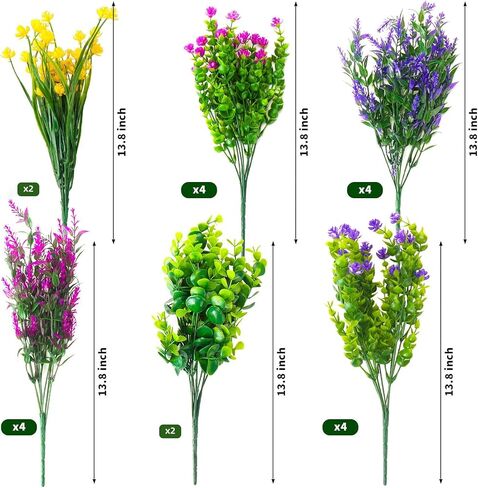 Artificial Flowers 20 Bundles Outdoors Faux Plants UV Resistant Fake Flowers Faux Bushes Plastic Artificial Flowers Fake Outdoor Plants for Home Garden Decor in Saudi Arabia