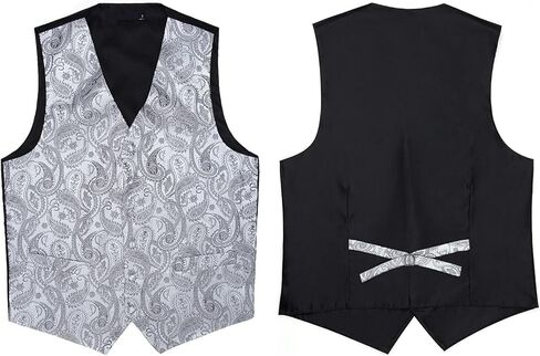 Enlision Mens Vest Tie Set Paisley Vest and Necktie Pocket Square 3pc Formal Dress Waistcoat for Suit or Tuxedo in Kuwait