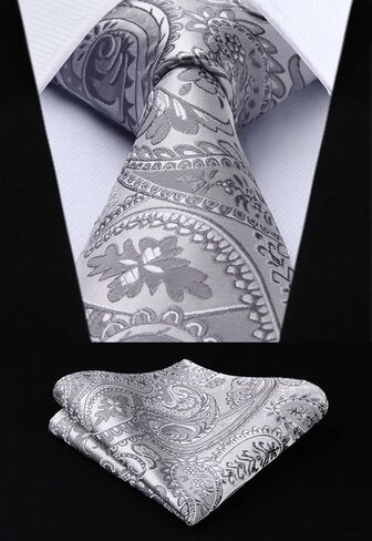 Enlision Mens Vest Tie Set Paisley Vest and Necktie Pocket Square 3pc Formal Dress Waistcoat for Suit or Tuxedo in Kuwait