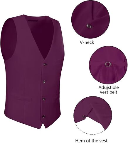 Wehilion Men's Suits 2 Pieces, Vest Pants Set for Men, V-Neck Slim Fit Casual Suit Waistcoat in Saudi Arabia