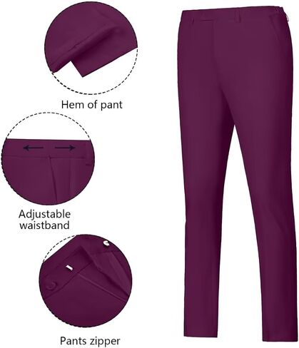Wehilion Men's Suits 2 Pieces, Vest Pants Set for Men, V-Neck Slim Fit Casual Suit Waistcoat in Saudi Arabia