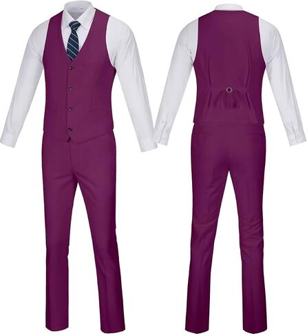 Wehilion Men's Suits 2 Pieces, Vest Pants Set for Men, V-Neck Slim Fit Casual Suit Waistcoat in Saudi Arabia