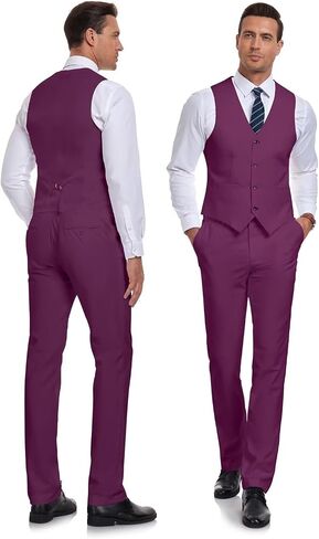 Wehilion Men's Suits 2 Pieces, Vest Pants Set for Men, V-Neck Slim Fit Casual Suit Waistcoat in Saudi Arabia