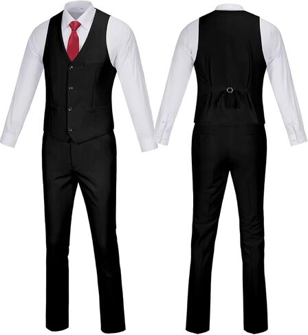 Wehilion Men's Suits 2 Pieces, Vest Pants Set for Men, V-Neck Slim Fit Casual Suit Waistcoat in Saudi Arabia