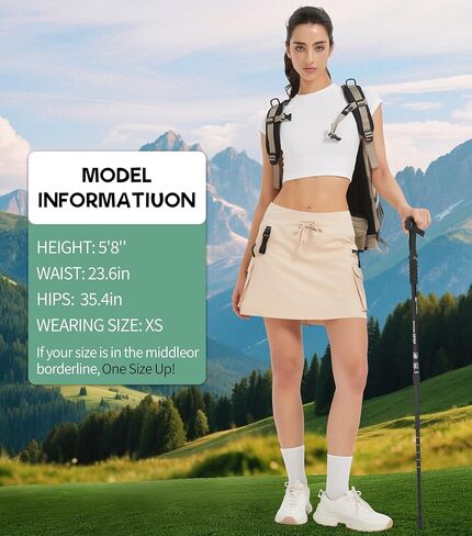 Women's High Waisted Hiking Cargo Skort with Zipper Pockets - Quick Dry Golf & Workout Skirt in Kuwait