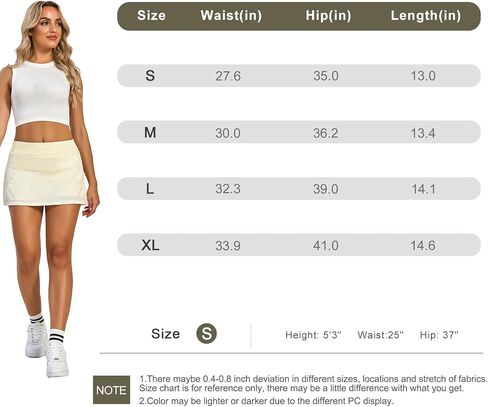 VIPONES Women Tennis Skirt Golf Skorts Athletic Mid-Rise with Pockets Inner Shorts Sport Workout Pleated Pickleball in Saudi Arabia