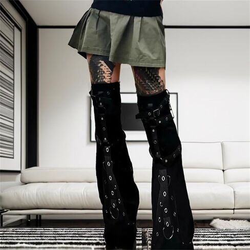 Gothic Leg Warmers for Women Punk Long Y2k Grunge Emo Rave Harajuku in Kuwait