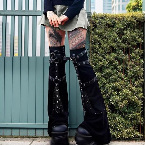 Gothic Leg Warmers for Women Punk Long Y2k Grunge Emo Rave Harajuku in Kuwait