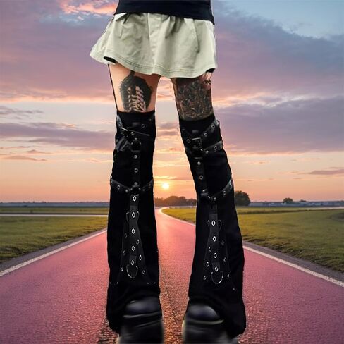 Gothic Leg Warmers for Women Punk Long Y2k Grunge Emo Rave Harajuku in Kuwait