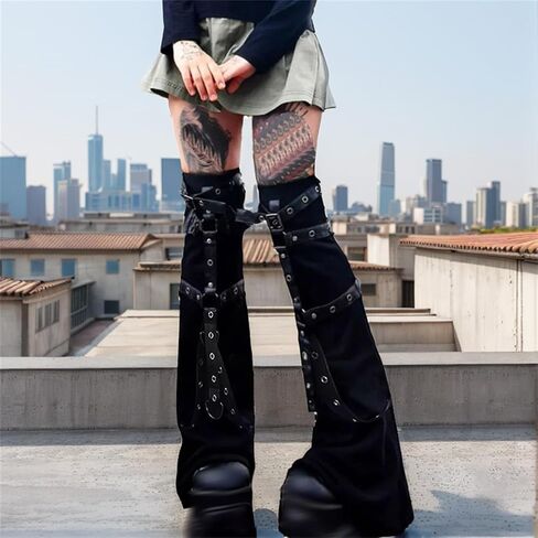 Gothic Leg Warmers for Women Punk Long Y2k Grunge Emo Rave Harajuku in Kuwait
