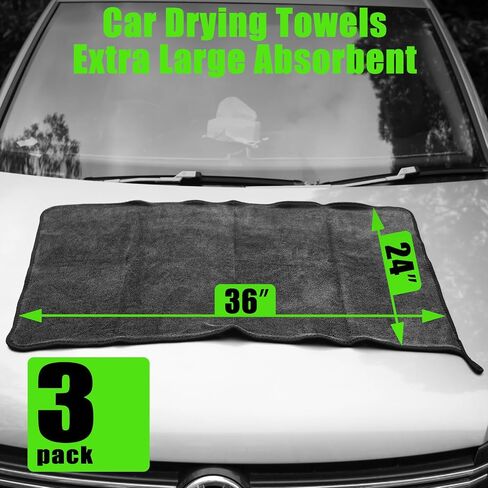3 Pack Microfiber Towels (36"x 24") Extra Large Ultra Absorbent Drying Towel for Cars and Trucks, Without Streaks, Scratches, or Water Spots in Saudi Arabia