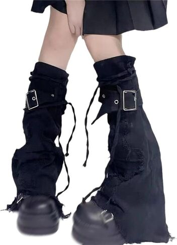 Gothic Leg Warmers for Women Punk Long Y2k Grunge Emo Rave Harajuku in Kuwait