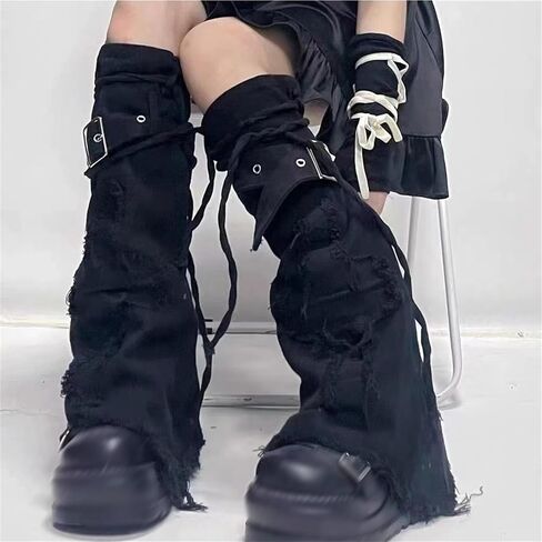 Gothic Leg Warmers for Women Punk Long Y2k Grunge Emo Rave Harajuku in Kuwait