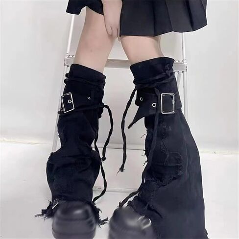 Gothic Leg Warmers for Women Punk Long Y2k Grunge Emo Rave Harajuku in Kuwait